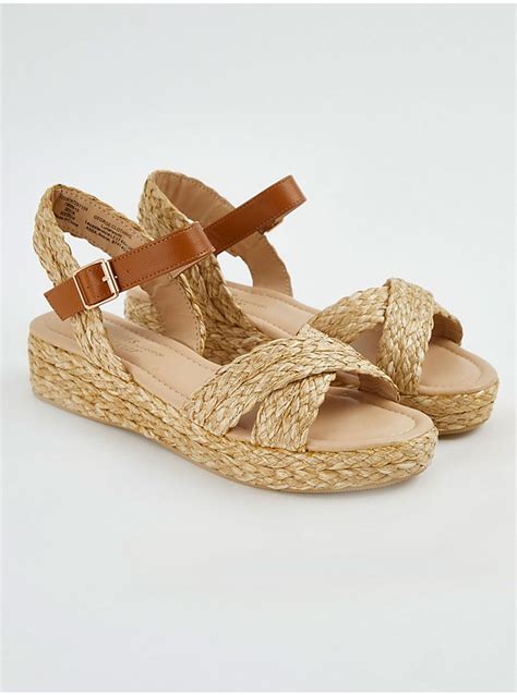 Straw Raffia Wedge Sandals Women George At Asda