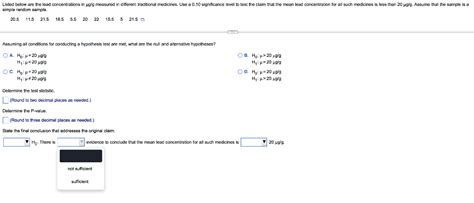 Solved Listed Below Are The Lead Concentrations In G G Chegg