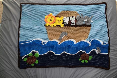 Noahs Ark Layered Crochet Baby Blanket Or Throw By Plentifuldesigns On