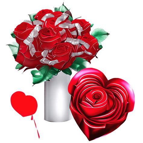 Valentines Day Rose Bouquet Graphic Scarlet White · Creative Fabrica