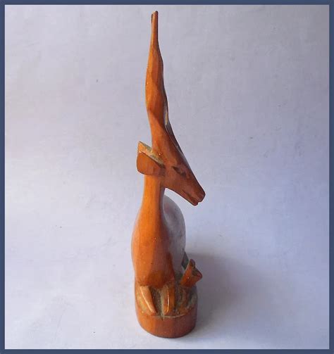 Mid Century Carved Wood Gazelle Antelope Deer Vintage African Mother