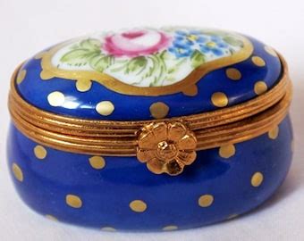 Vintage Limoges France Trinket Box Hand Painted Limoges Porcelain