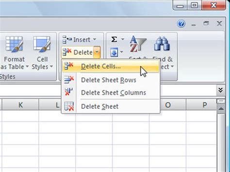 Deleting Cells And Data In Excel 2007 Dummies