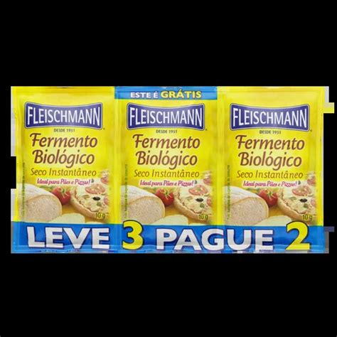 Fermento Biológico Seco Instantâneo Fleischmann Envelope 10g Cada Leve