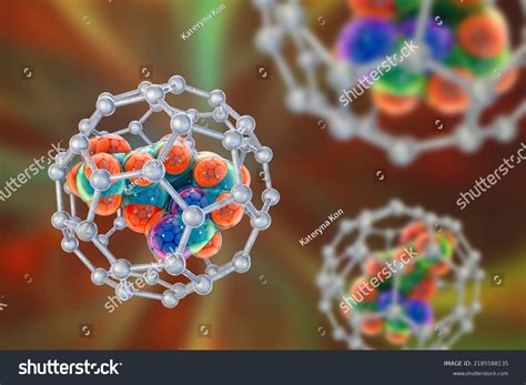 Fullerene Nanoparticles Containing Drug Molecule Conceptual Stock