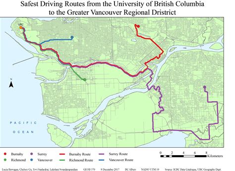 Results and Discussion – Safest Driving Routes from UBC to Greater
