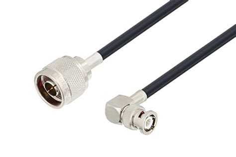 N Male To Bnc Male Right Angle Low Loss Cable Using Lmr 240 Uf Coax