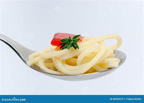 Pasta On A Spoon Stock Image Image Of Culture Close 60263575