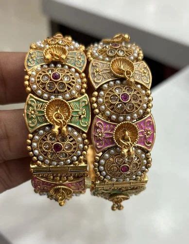 Brass Party Wear 2 14inch Golden Polki Bangles At Rs 1550 Pair In