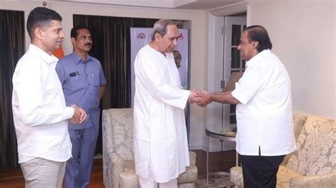 Chief Minister Naveen Patnaik Meets Cmd Reliance Group Mukesh Ambani In