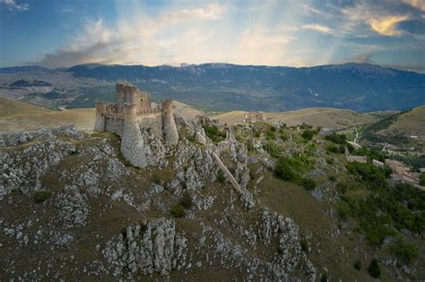 Aerial View Of The Medieval Castle Of Rocca Calascio Abruzzo During