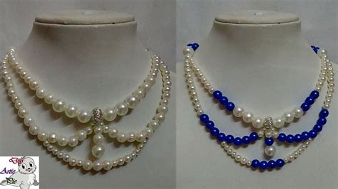 How To Make Pearl Beaded Necklace Diy Jewellery Making At