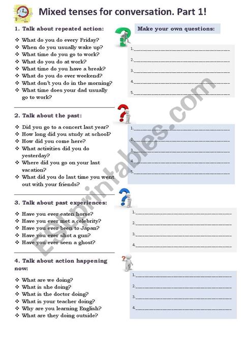 Mixed Tenses For Conversation Part 1 Esl Worksheet By Barnettjon