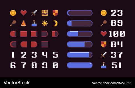 Pixel Art Interface Royalty Free Vector Image Vectorstock