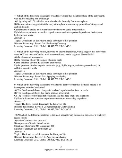 SOLUTION Test Bank Campbell Biology 12e Urry Chapter 25 The History