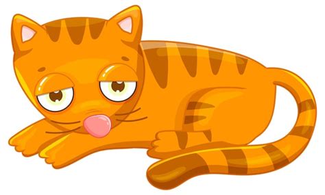 Um gato laranja deitado animal de desenho animado Vetor Grátis