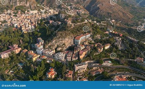 Aerial View Of The Ruins Of The Ancient Greek Theater In Taormina