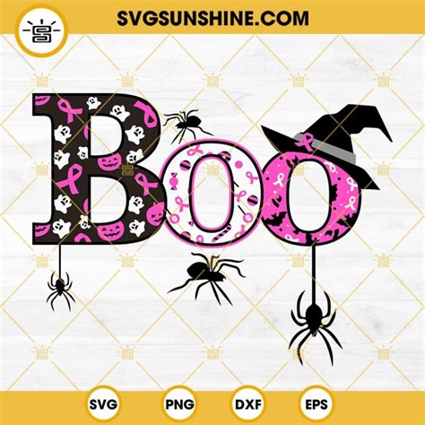 Boo Halloween Breast Cancer Awareness SVG PNG DXF EPS Files For Cricut