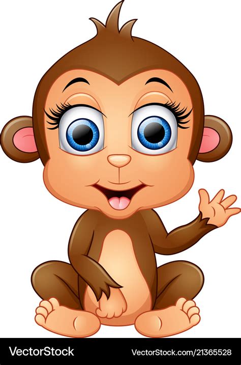 Happy monkey cartoon waving hand Royalty Free Vector Image