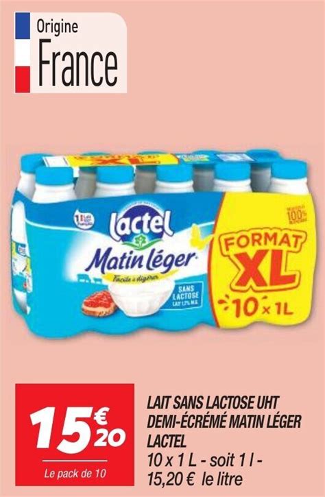 Promo LAIT SANS LACTOSE UHT DEMI ÉCRÉMÉ MATIN LÉGER chez Netto