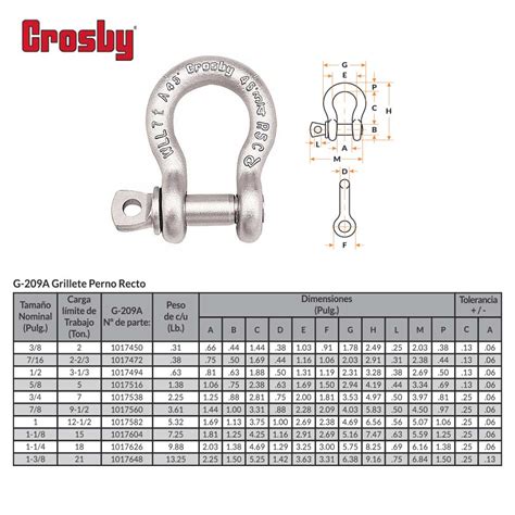 Grillete Tipo Lira de Aleación con Perno Roscado Crosby G 209A CS Beaver