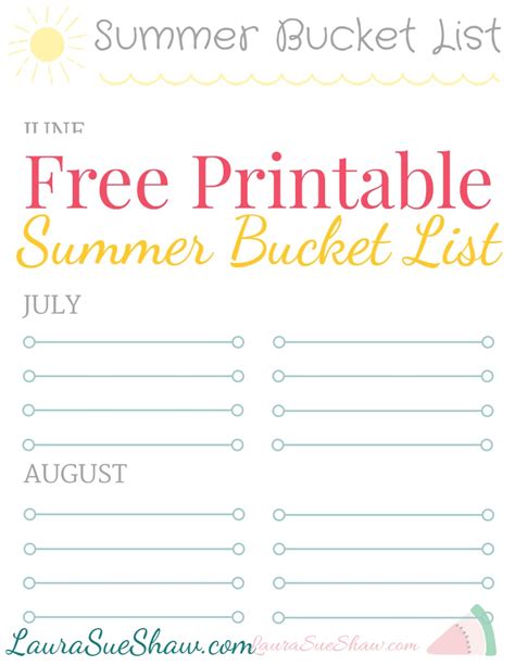 Printable Summer Bucket List