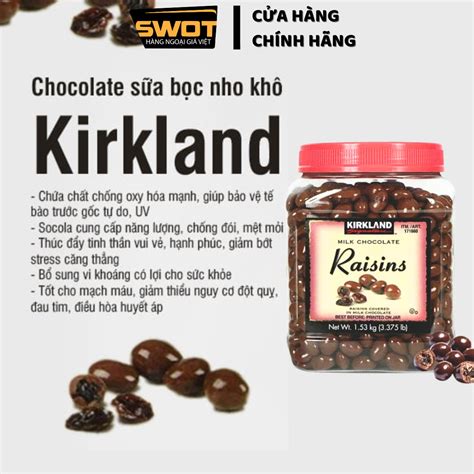 Socola Sữa nhân Nho Raisins Kirkland Mỹ 1 5kg Chocolate sữa cùng nhân