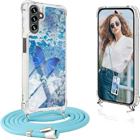 Rosyhulle Glitzer Handykette Für Samsung Galaxy A54 5g Hülle Handyhülle Mit Band Für Samsung