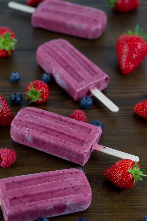 Triple Berry Homemade Ice Lollies Healthy Snacks