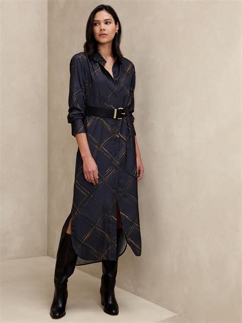 Satin Maxi Shirtdress Banana Republic Factory