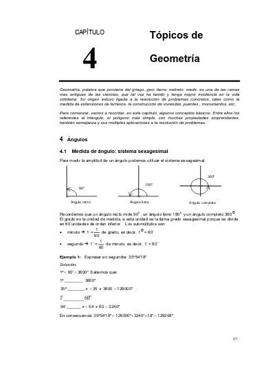 4 1 Medida De ángulo Sistema Sexagesimal Para Medir La Amplitud De Un
