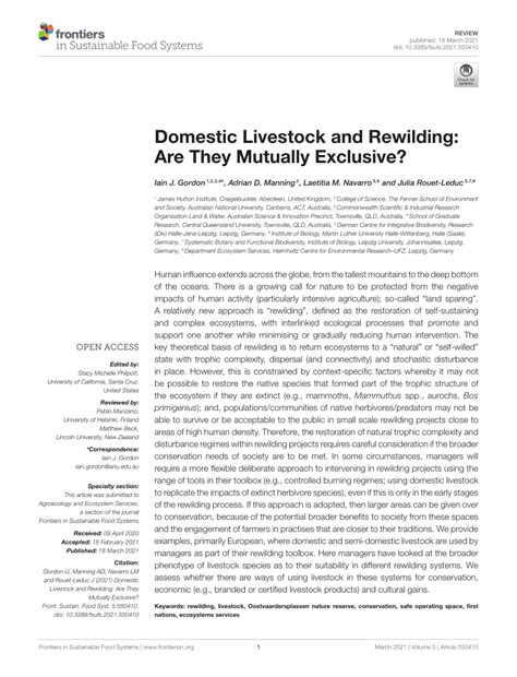 Pdf Domestic Livestock And Rewilding Are They Mutually Exclusive