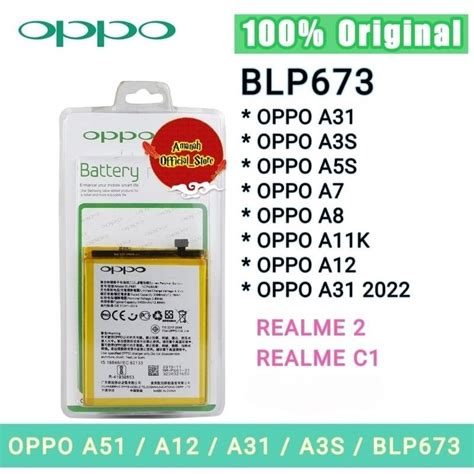 Jual BATERAI OPPO BLP673 A3 A3S A5S A31 A11k A7 A12 Me