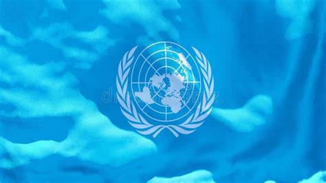 Flag Of United Nations Flag With Realistic Fabric Texture Waving In The