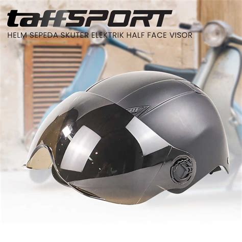 Jual Taffsport Helm Sepeda Skuter Elektrik Half Face Visor