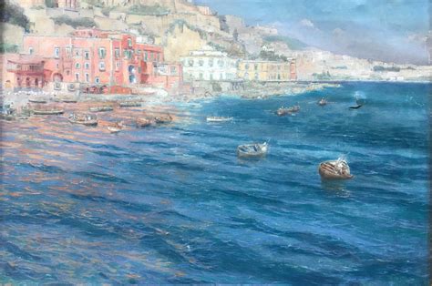 Proantic Seaside Animated Oil On Canvas Xixth Century Italy