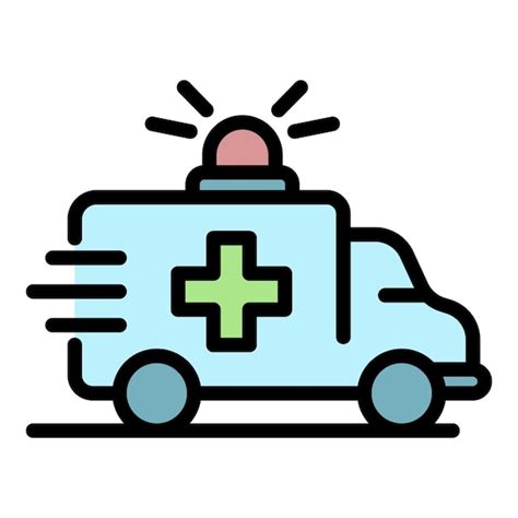 El Icono Del Coche De Ambulancia Contorno Del Icono Vectorial Del Coche