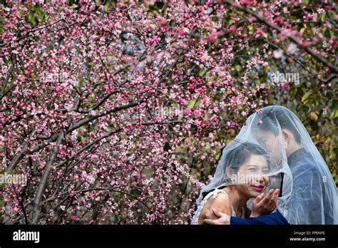 Jinan Chinas Shandong Province 17th Mar 2016 A Young Couple Pose For Wedding Photos By The