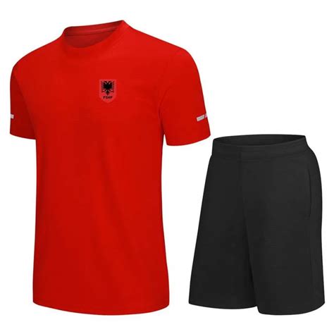 Albania Mens Fast Dry Soccer Shirt And Shorts Set With Custom Logo