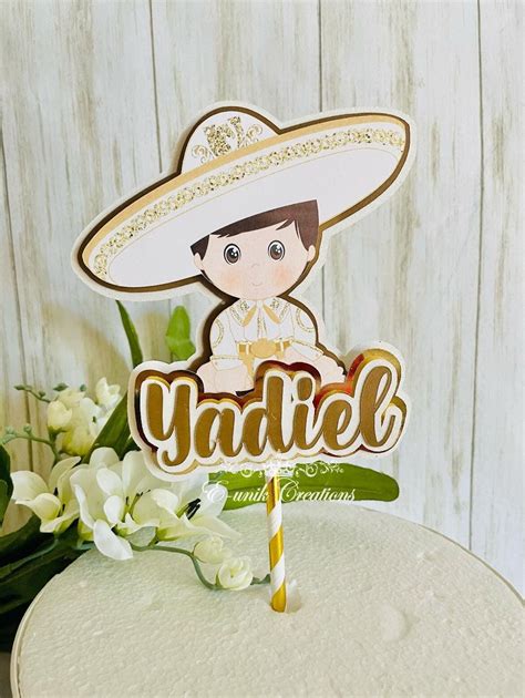 Charrito Cake Topper Baby Charro Topper Gold Charro Baptism Etsy In