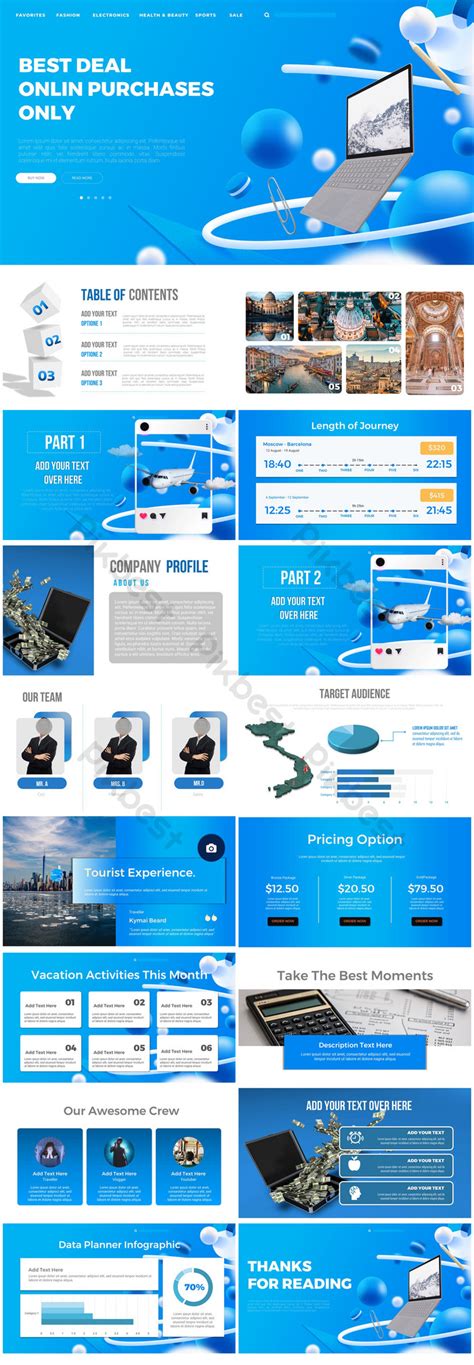 Realistic Business Online PPT Template Blue PowerPoint | PPTX Template ...