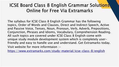 Ppt Icse Board Class 8 English Grammar Solutions Online For Free Via Extramarks Powerpoint