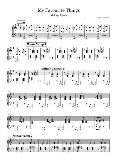 My Favorite Things John Coltrane My Favourite Things Piano Sheet Music For Piano Solo