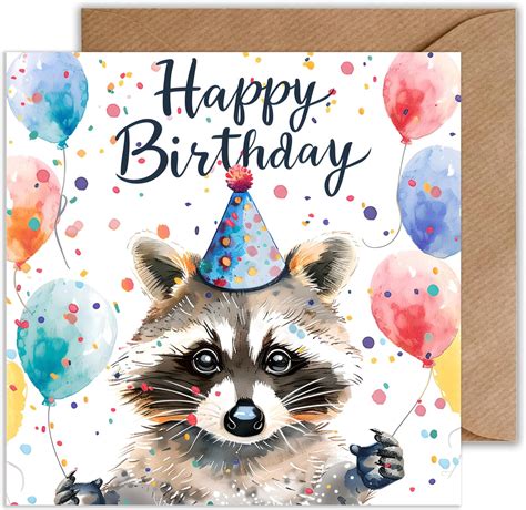 WBdesignz Happy Birthday Waschbär Karte zum Geburtstag