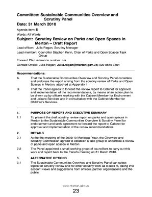 Fillable Online Merton Gov Scrutiny Review Of Parks And Open Spaces