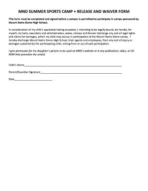 Waiver Form Template For Sports Doctemplates