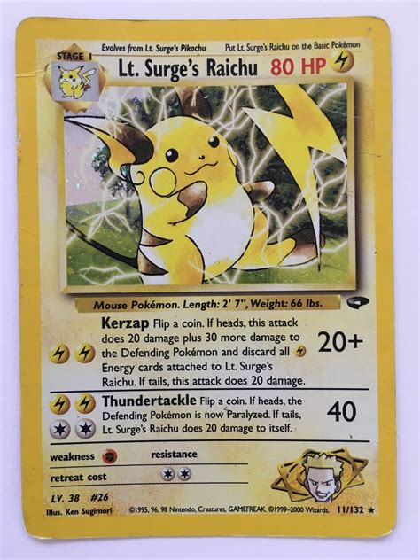 Pok Mon Tcg Lt Surge S Raichu Gym Challenge Holo Unlimited Holo