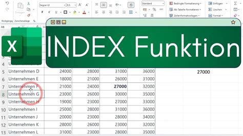 Excel Index Funktion Und Vergleich Erkl Rt Youtube