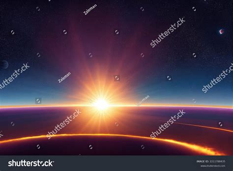 View Space Planet Earth Rising Bright Stock Illustration 2211788435