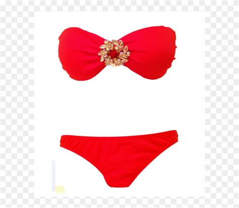 Circle Crystal Bikini Red Bikini With Gold Full Size PNG Clipart